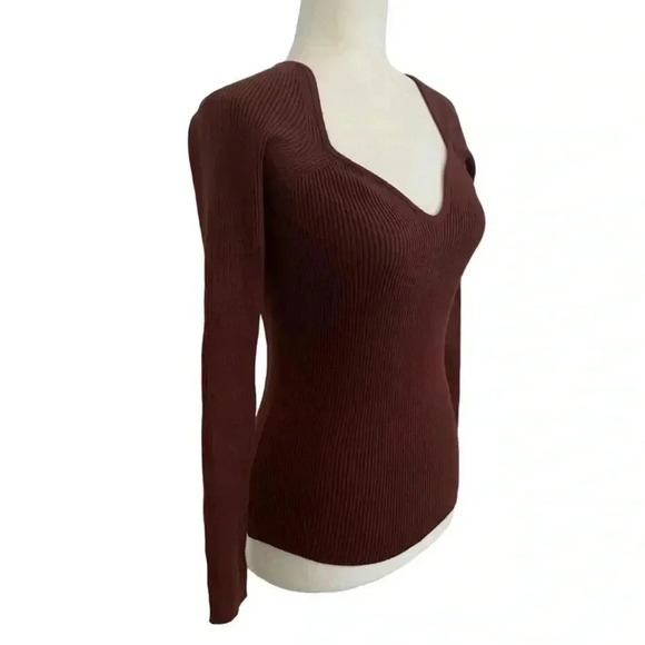 Catherine Malandrino Brown Sweetheart Neckline Sweater - Picture 3 of 8